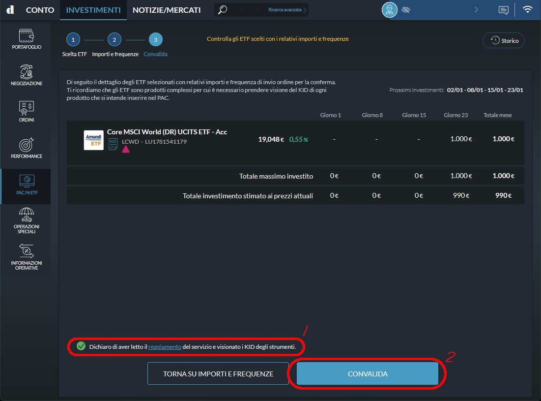 Directa PAC con LCWD convalida