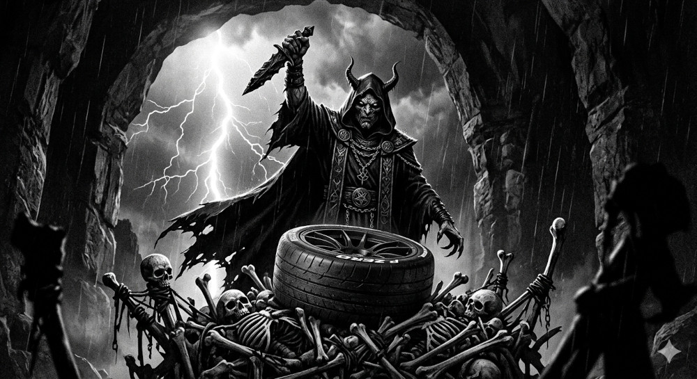 sacerdote demoniaco che sacrifica una gomma pzero