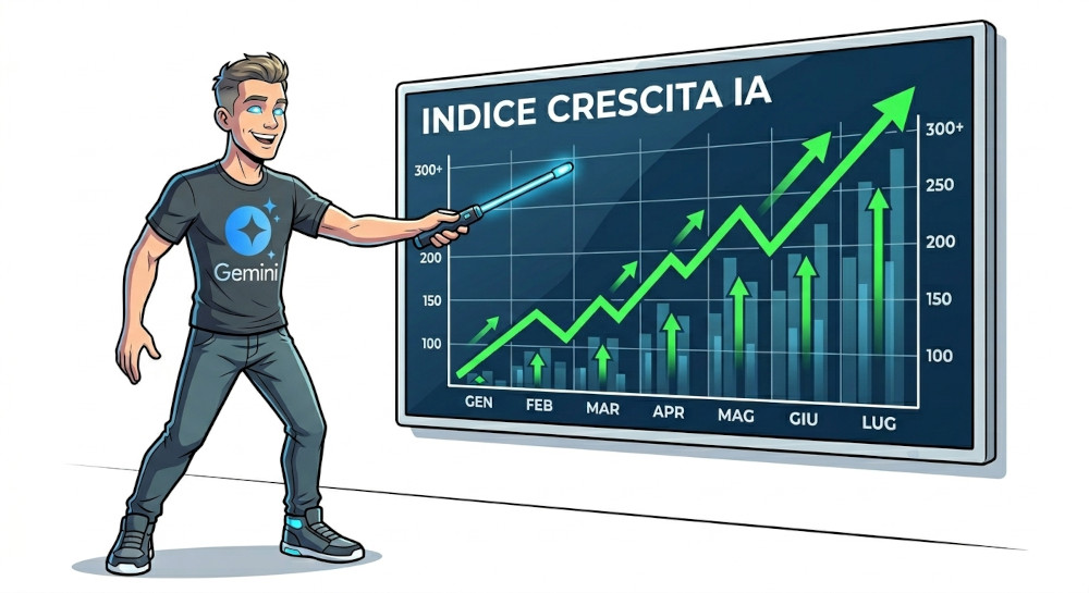 gemini che fa vedere azioni IA crescere